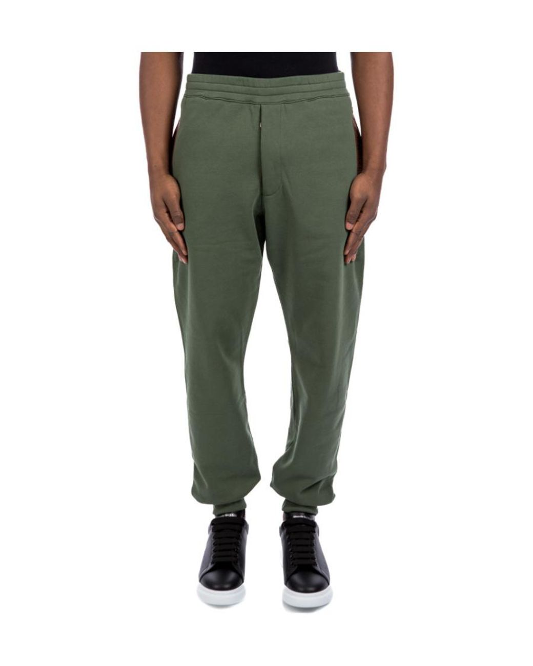 McQueen Green Logo Printed Elastic Waist Jogging Pants for men