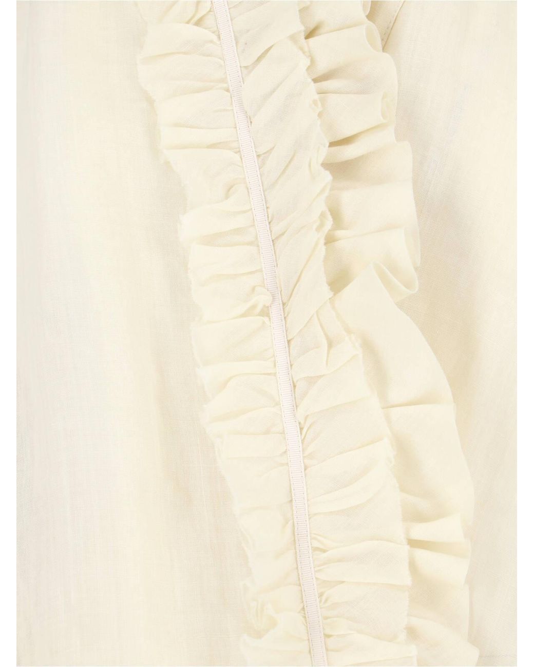 Dries Van Noten White Long Sleeve Ruffle Shirt
