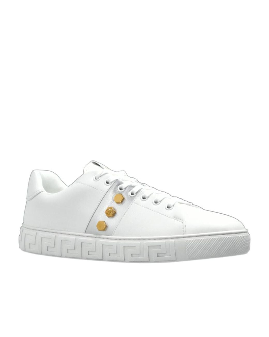 Versace White Greca Lace-Up Sneakers for men
