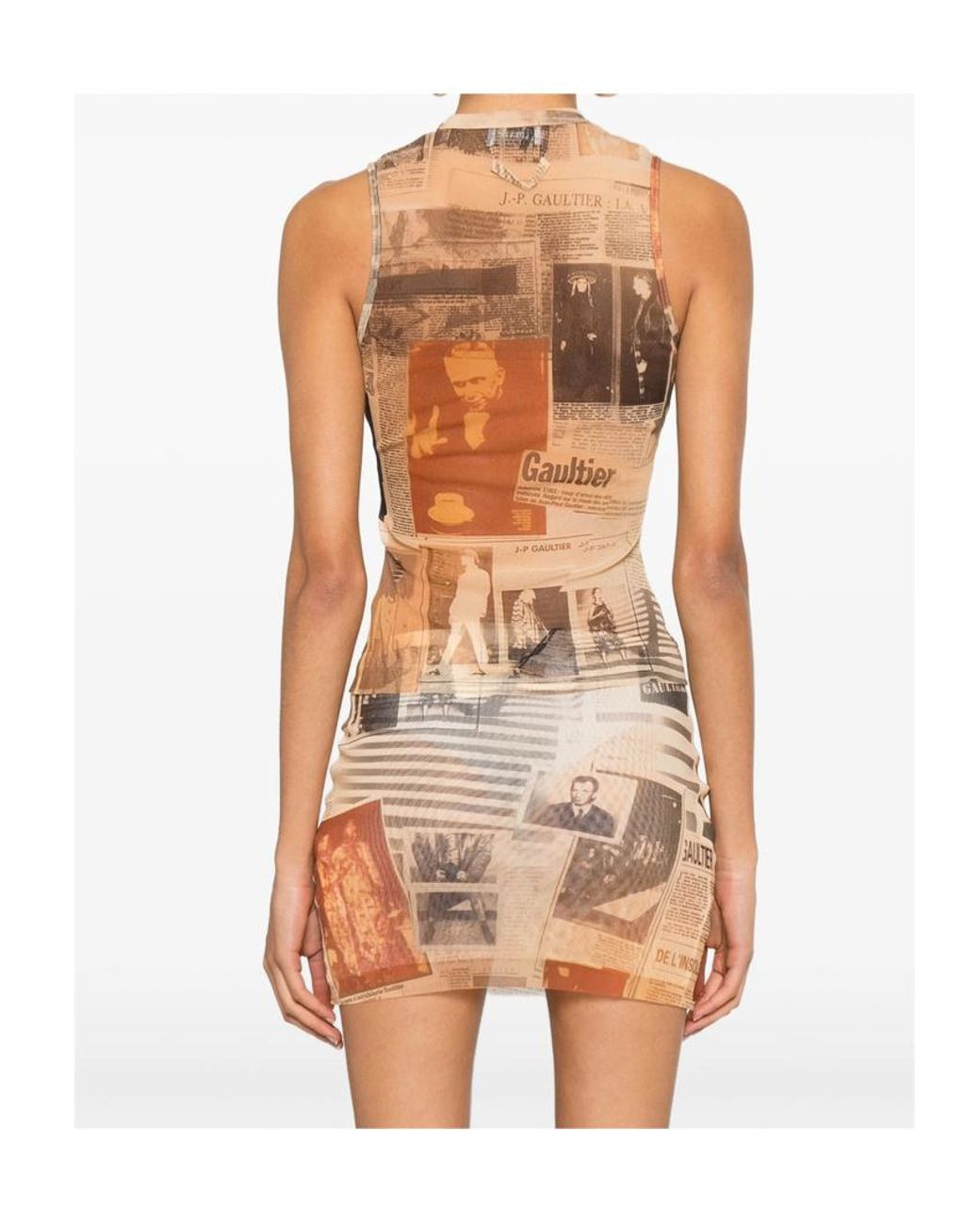 Jean Paul Gaultier Natural Printed Mesh Tank Top