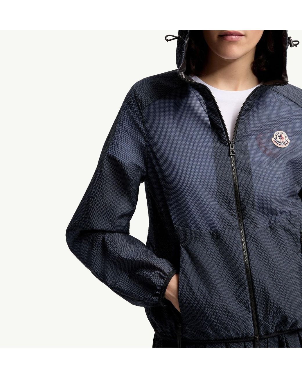 Moncler Blue Zip-Up Hooded Jacket