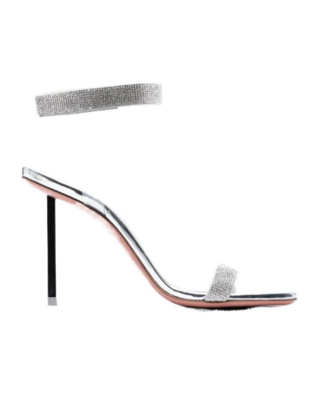 AMINA MUADDI White Crystal-Embellished High-Heel Sandals