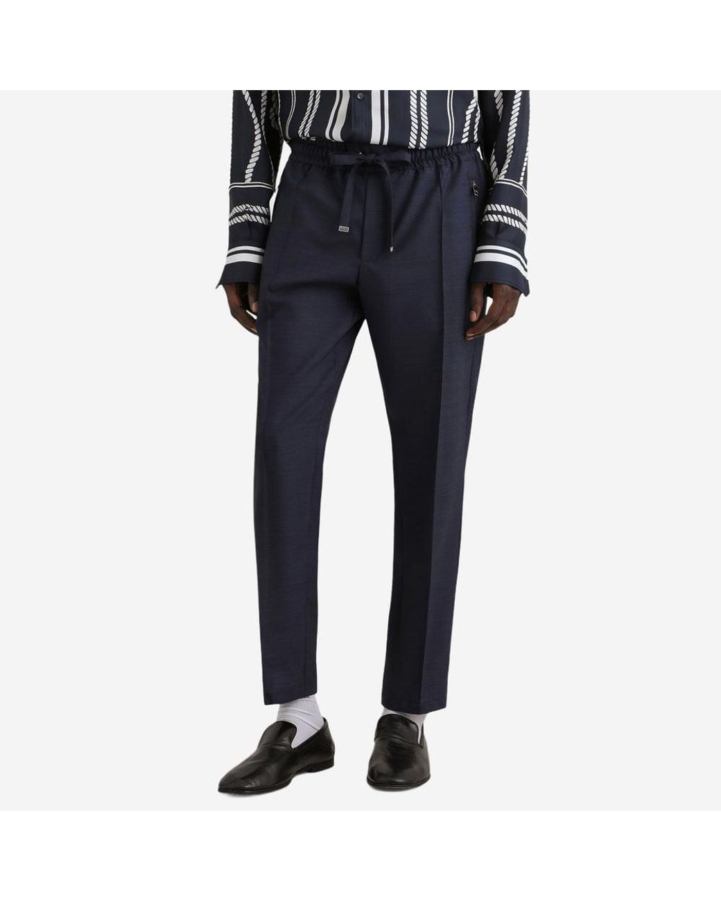 Dolce & Gabbana Blue Virgin-Wool Jogging Trousers for men