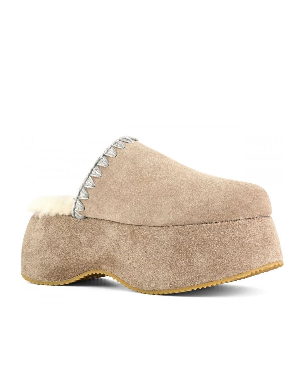 Mou Natural Whipstitch 70Mm Suede Platform Slippers