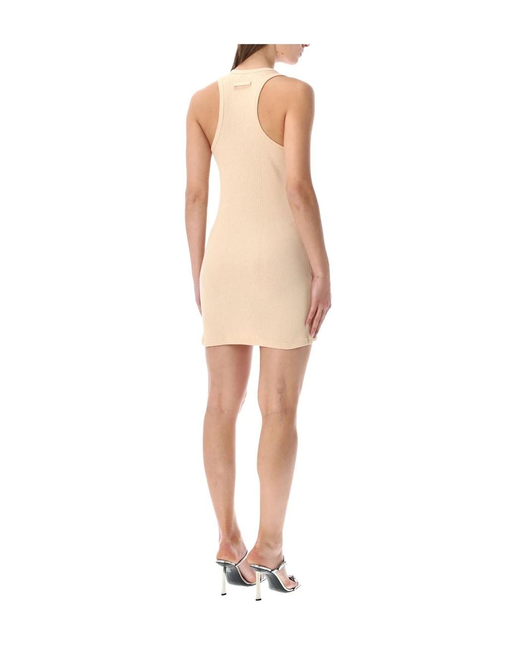 Jean Paul Gaultier Natural Sleeveless Ribbed Mini Dress