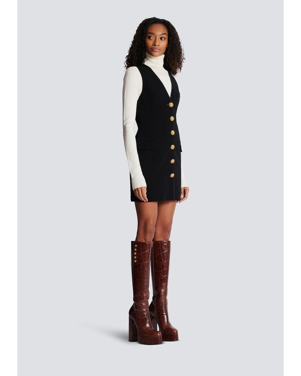 Balmain Black Sleeveless Crepe Dress