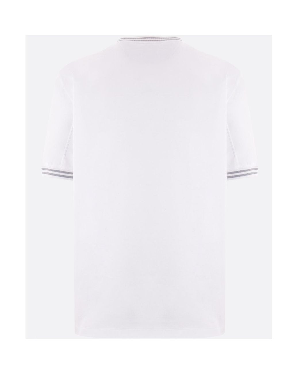 Brunello Cucinelli White Logo-Print Cotton T-Shirt for men