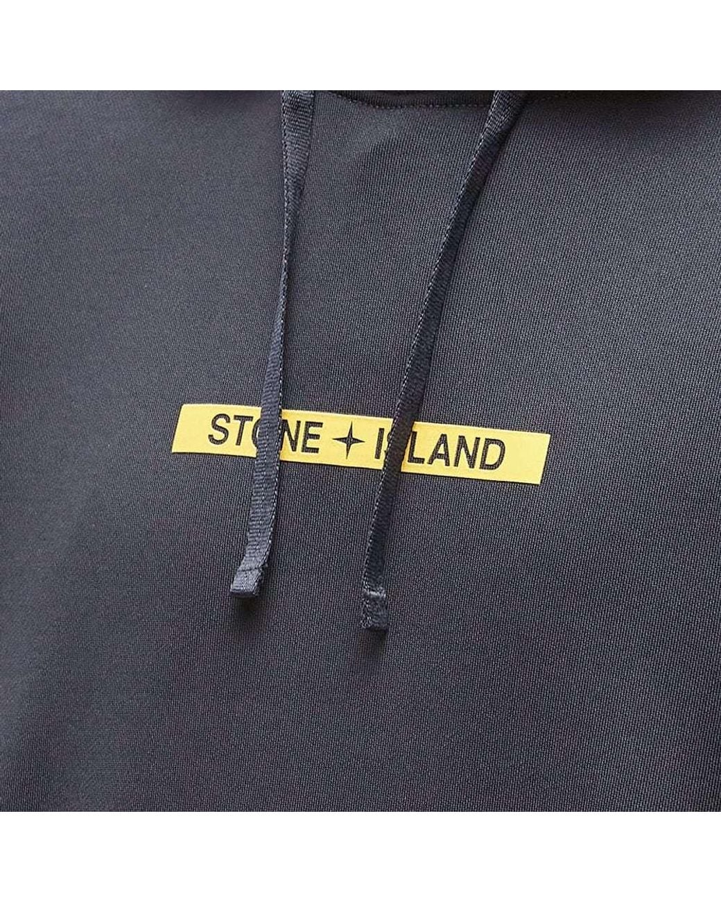 Stone Island Blue Logo-Print Long-Sleeved Hoodie for men