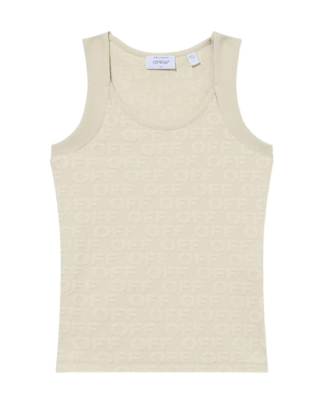 Off-White c/o Virgil Abloh Natural Logo-Pattern Terry Tank Top