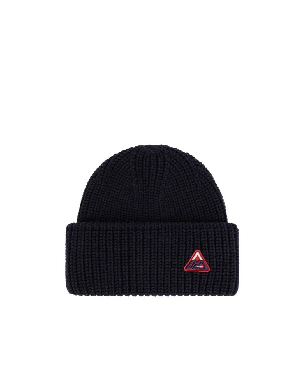 DSquared² Blue Ribbed Logo Beanie Hat for men