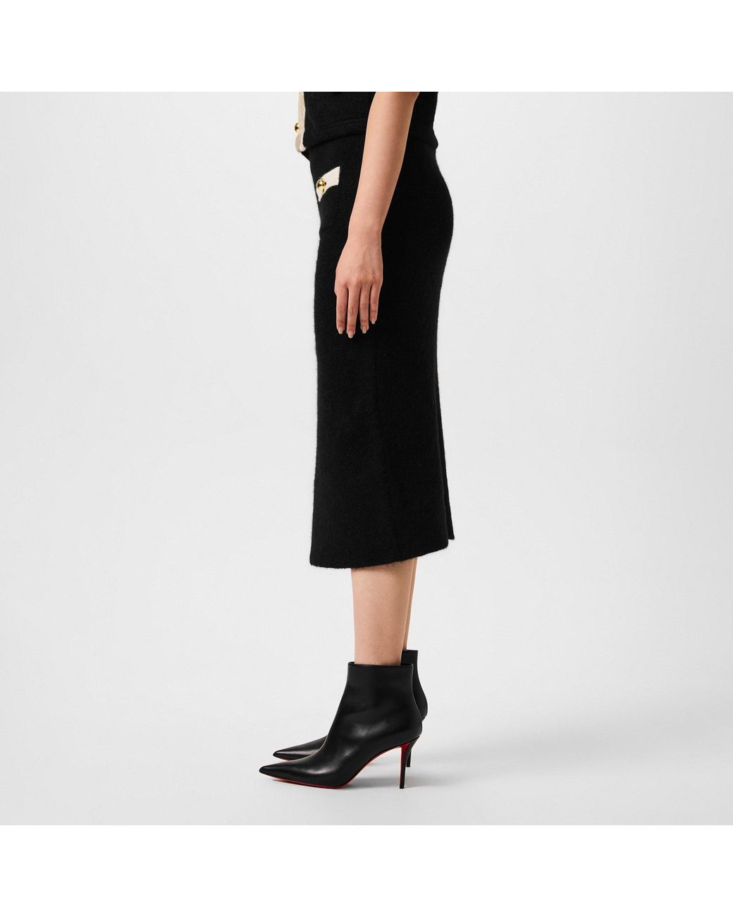 Alessandra Rich Black Knit Midi Skirt