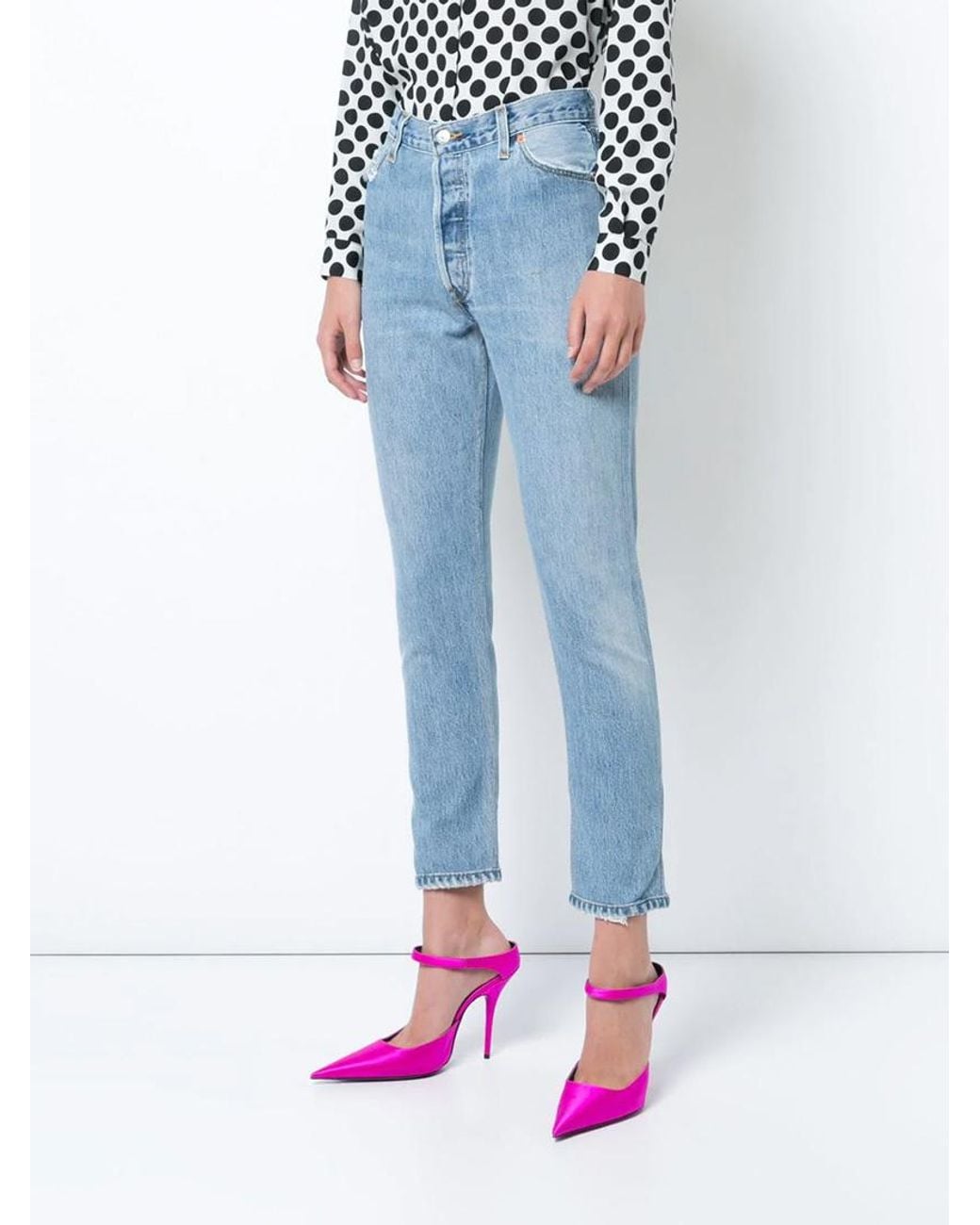 Re/done Blue High-Rise Cropped Jeans