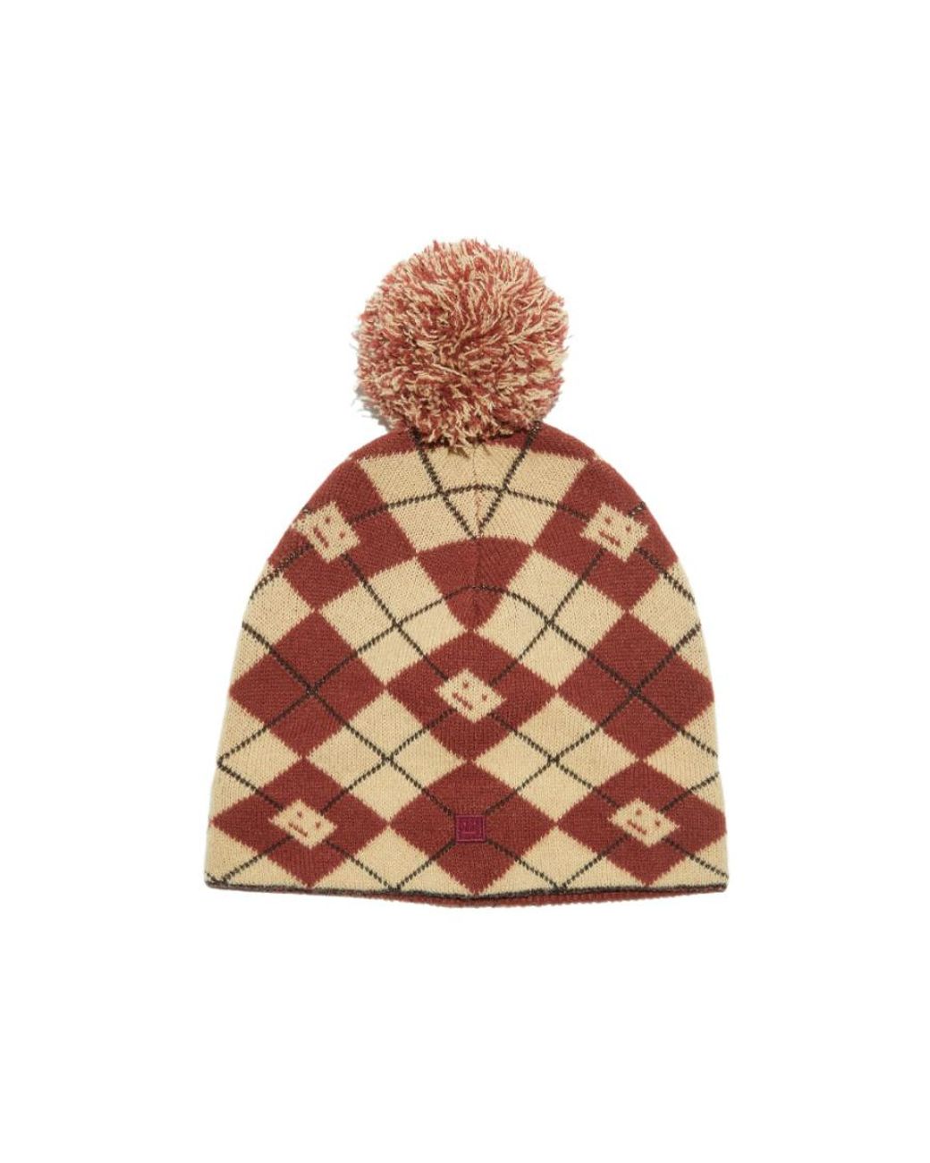 Acne Brown Argyle Knit Beanie Hat