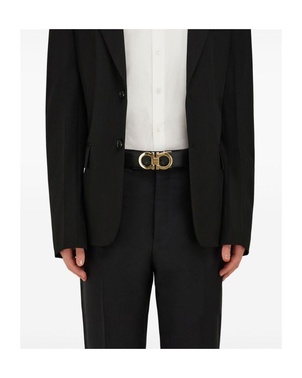 Ferragamo White Ferragamo Gancini Reversible Belt for men