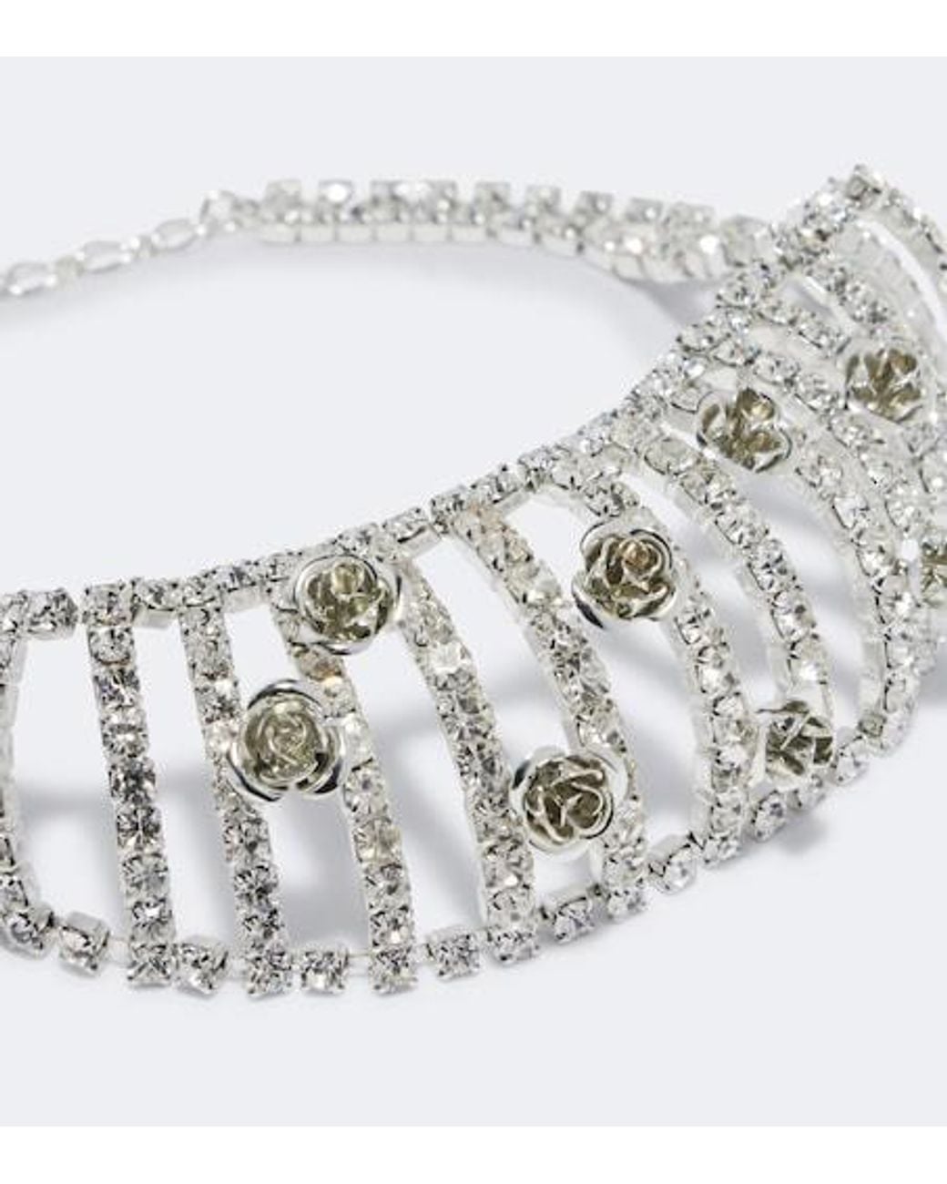 Magda Butrym White Floral-Appliqué Embellished Choker