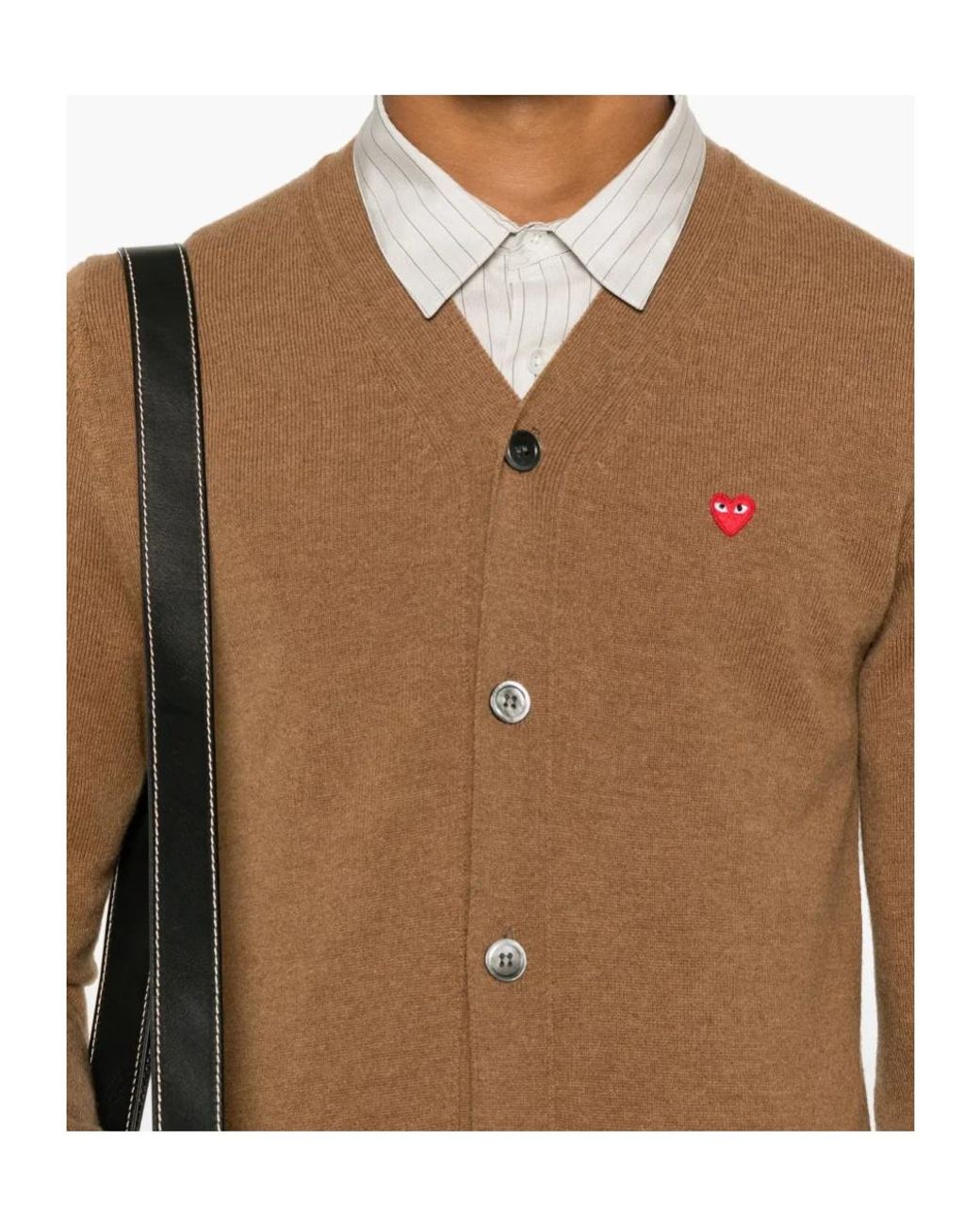 Comme des Garçons Brown Heart-Patch Wool Cardigan for men