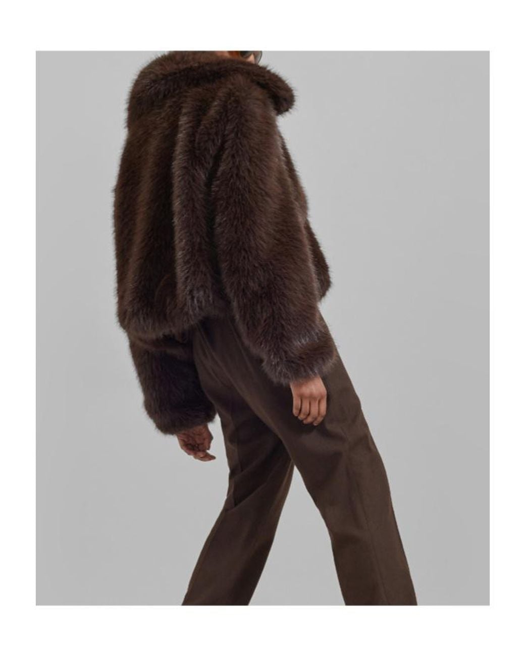 Frankie Shop Brown Hope Faux Fur Cropped Jacket