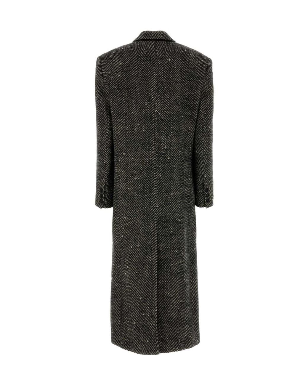 Isabel Marant Black Ealine Herringbone Long Coat