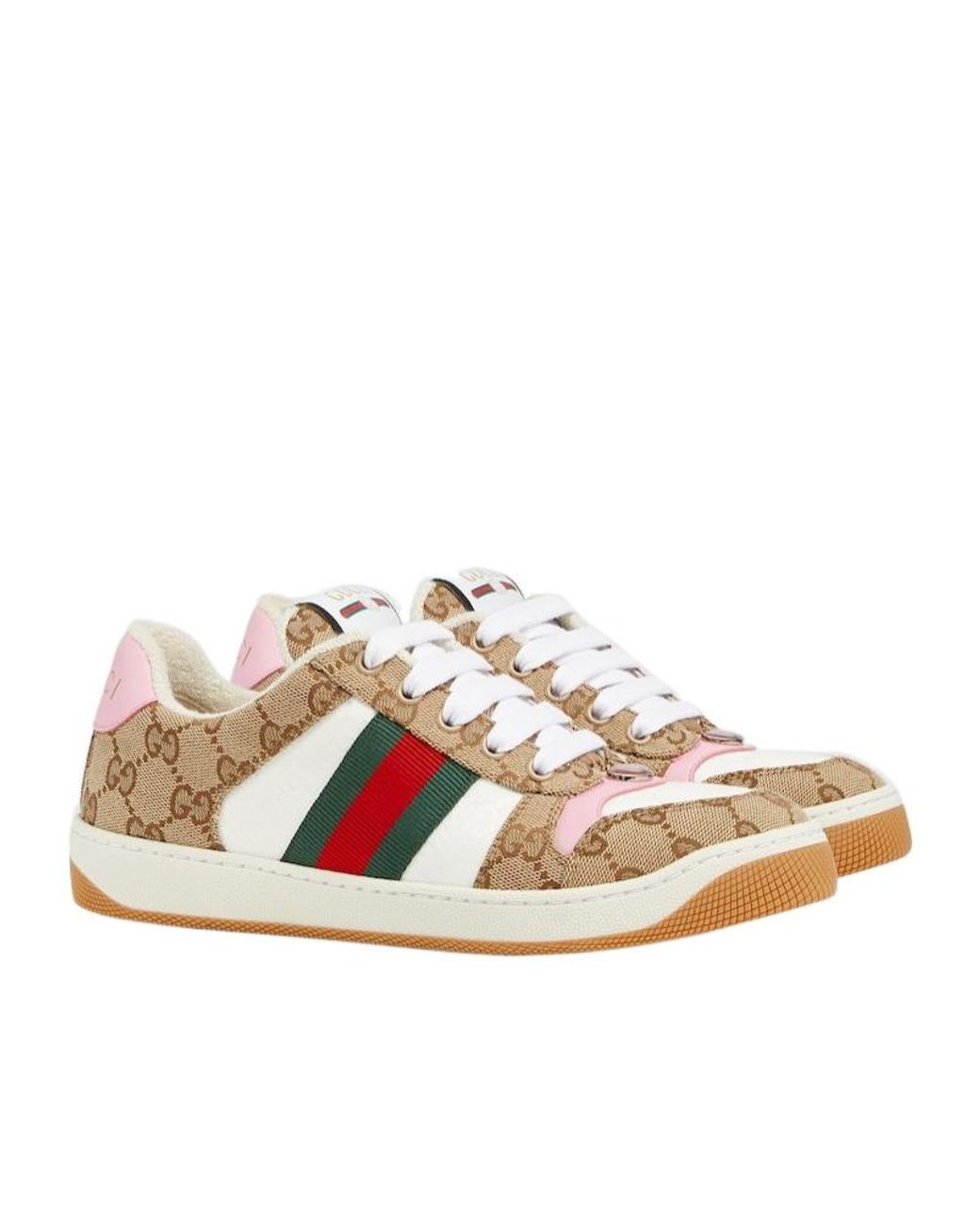 Gucci Pink Screener Panelled Low-Top Sneakers