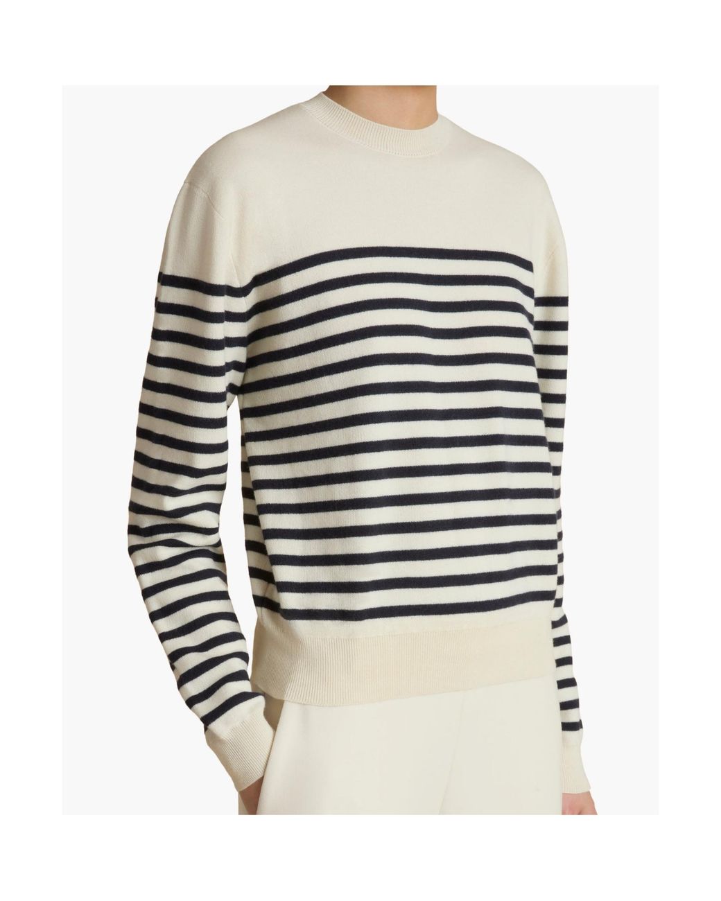 Khaite White Striped Crewneck Jumper
