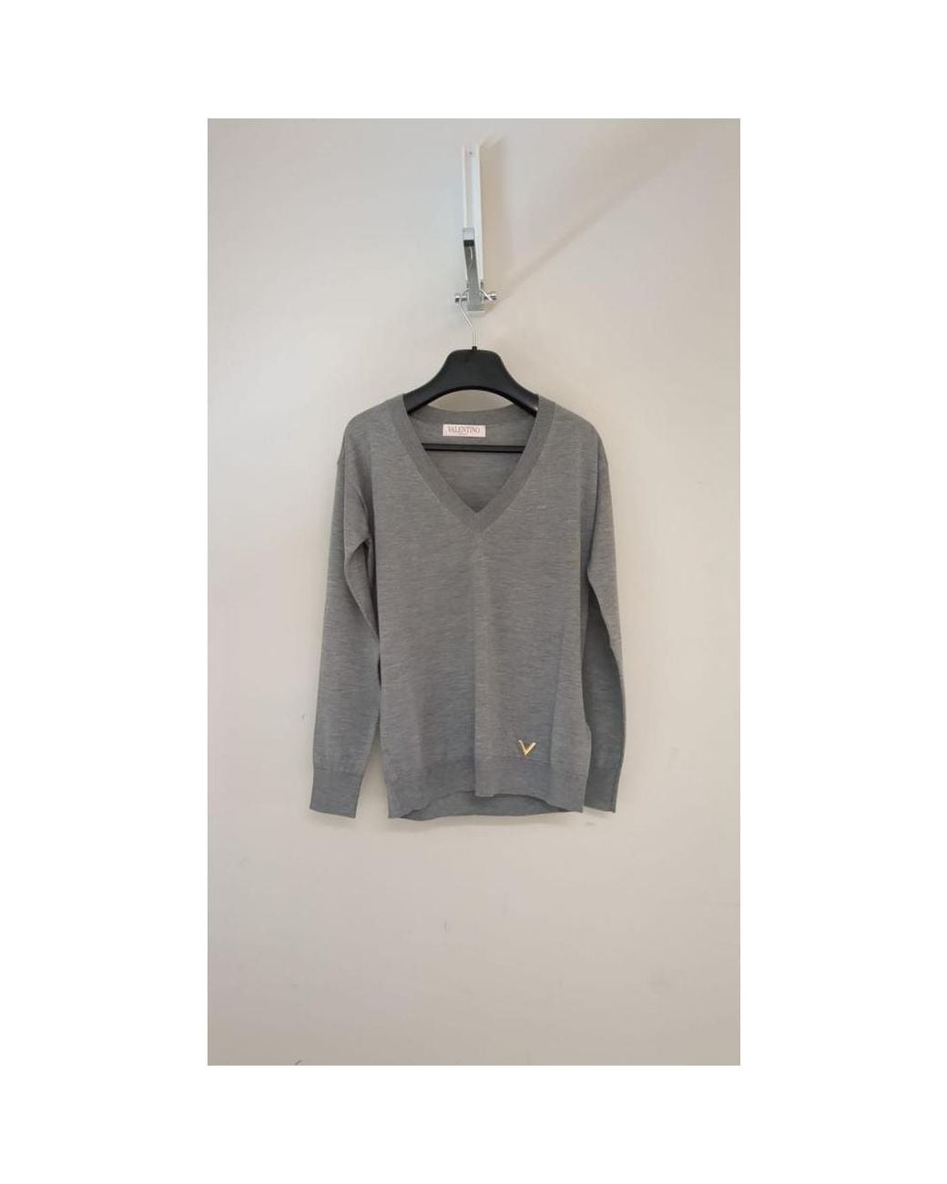 Valentino Gray V-Neck Knitted Jumper