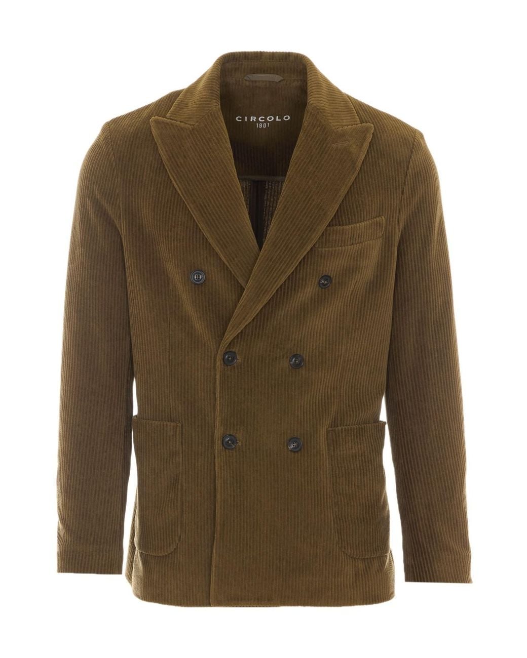 Circolo 1901 Green Double-Breasted Corduroy Blazer for men