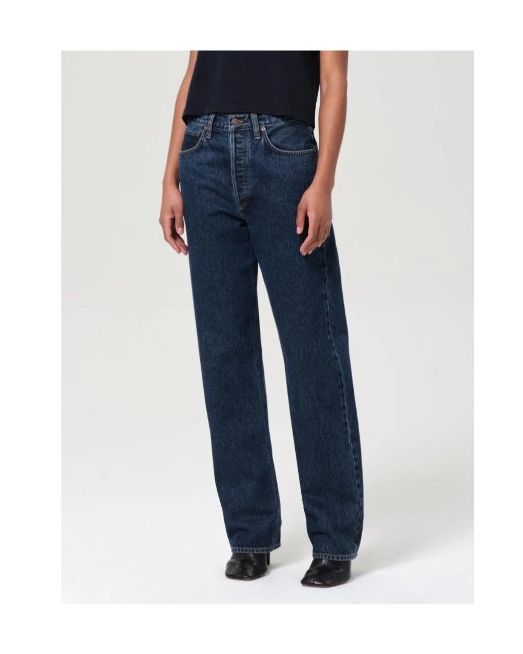 Agolde Blue High-Rise Straight-Leg Jeans