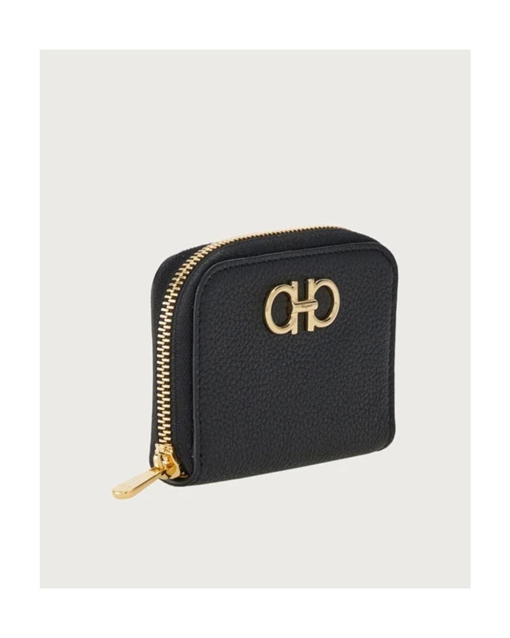 Ferragamo Black Ferragamo Gancini Zipped Card Holder