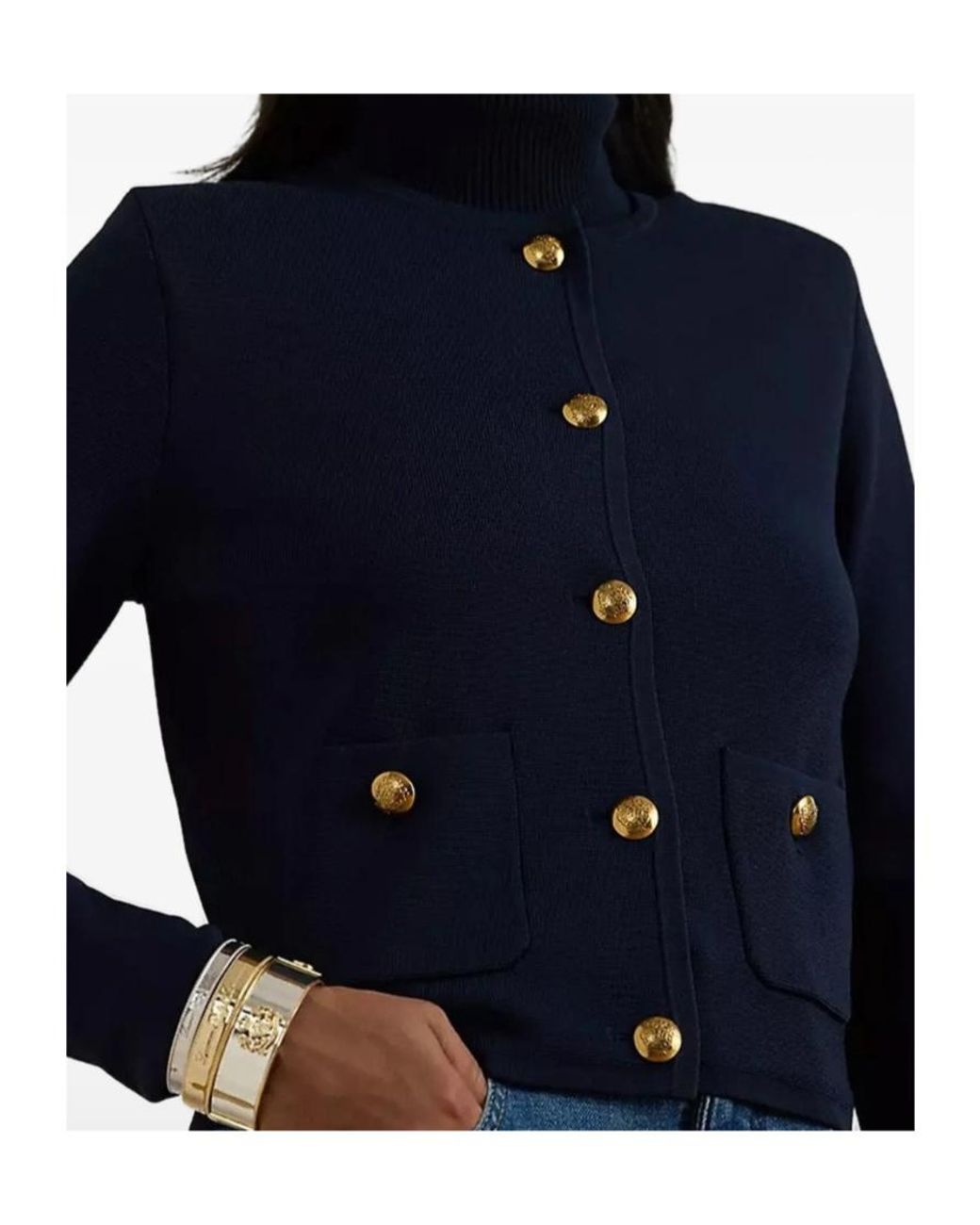 Ralph Lauren Blue Buttoned Pocket Cardigan