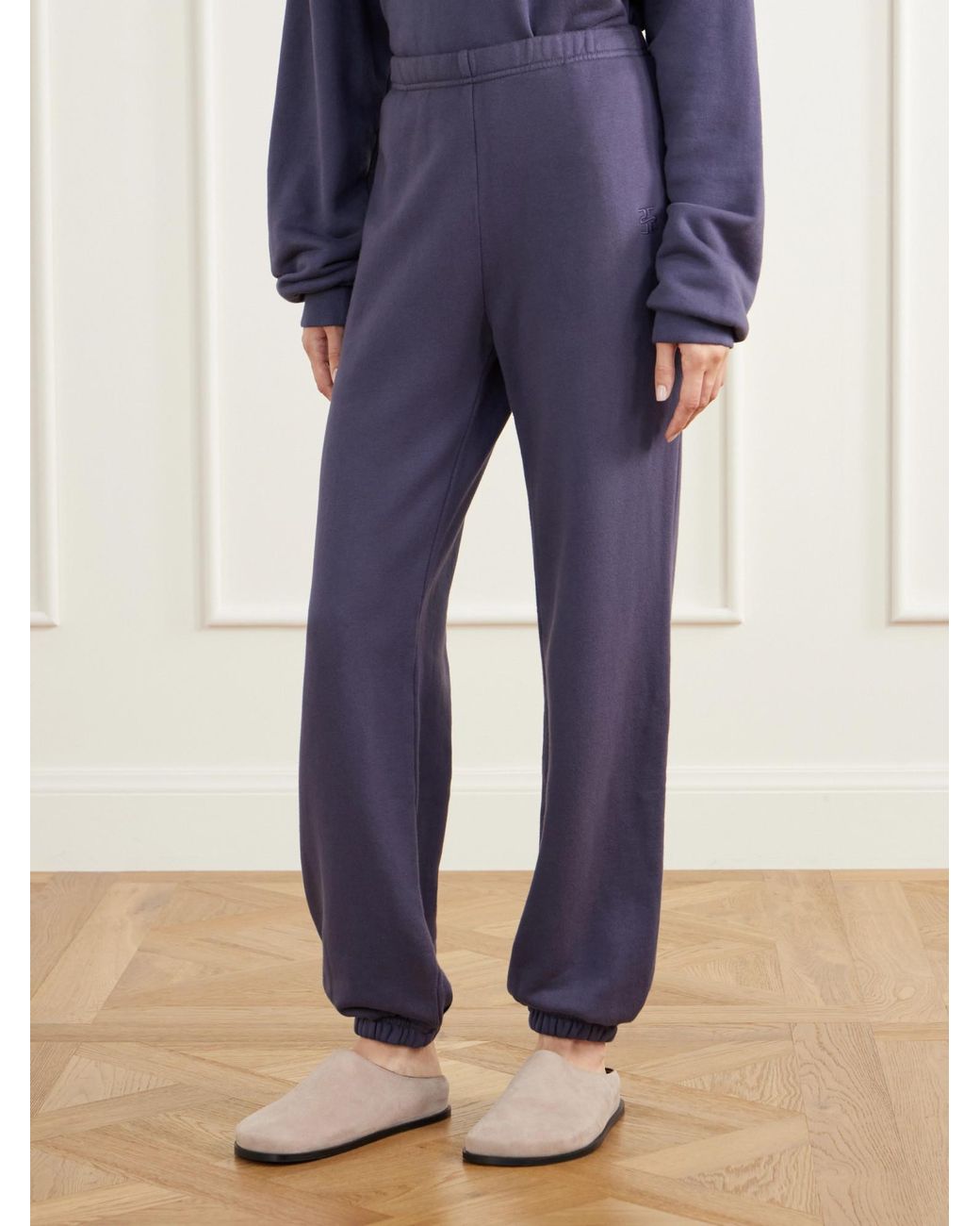 ÉTERNE Blue Blend Terry Tapered Track Pants