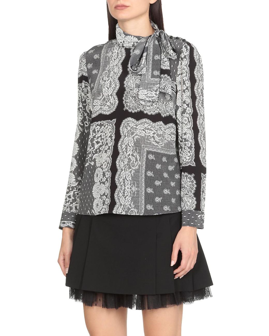 RED Valentino Gray Bow Tie Shirt