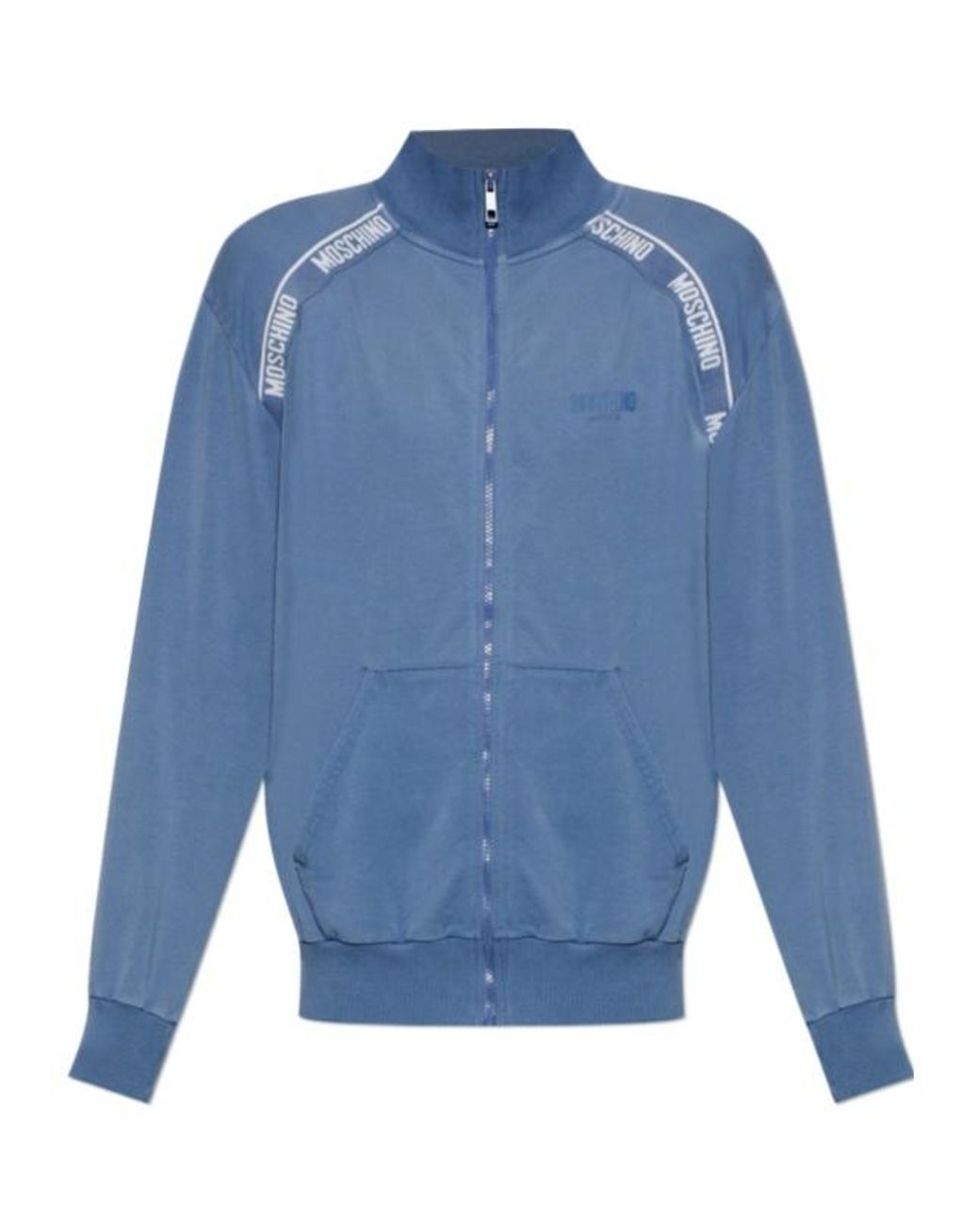 Moschino Blue Logo Tape Zip Sweatshirt for men