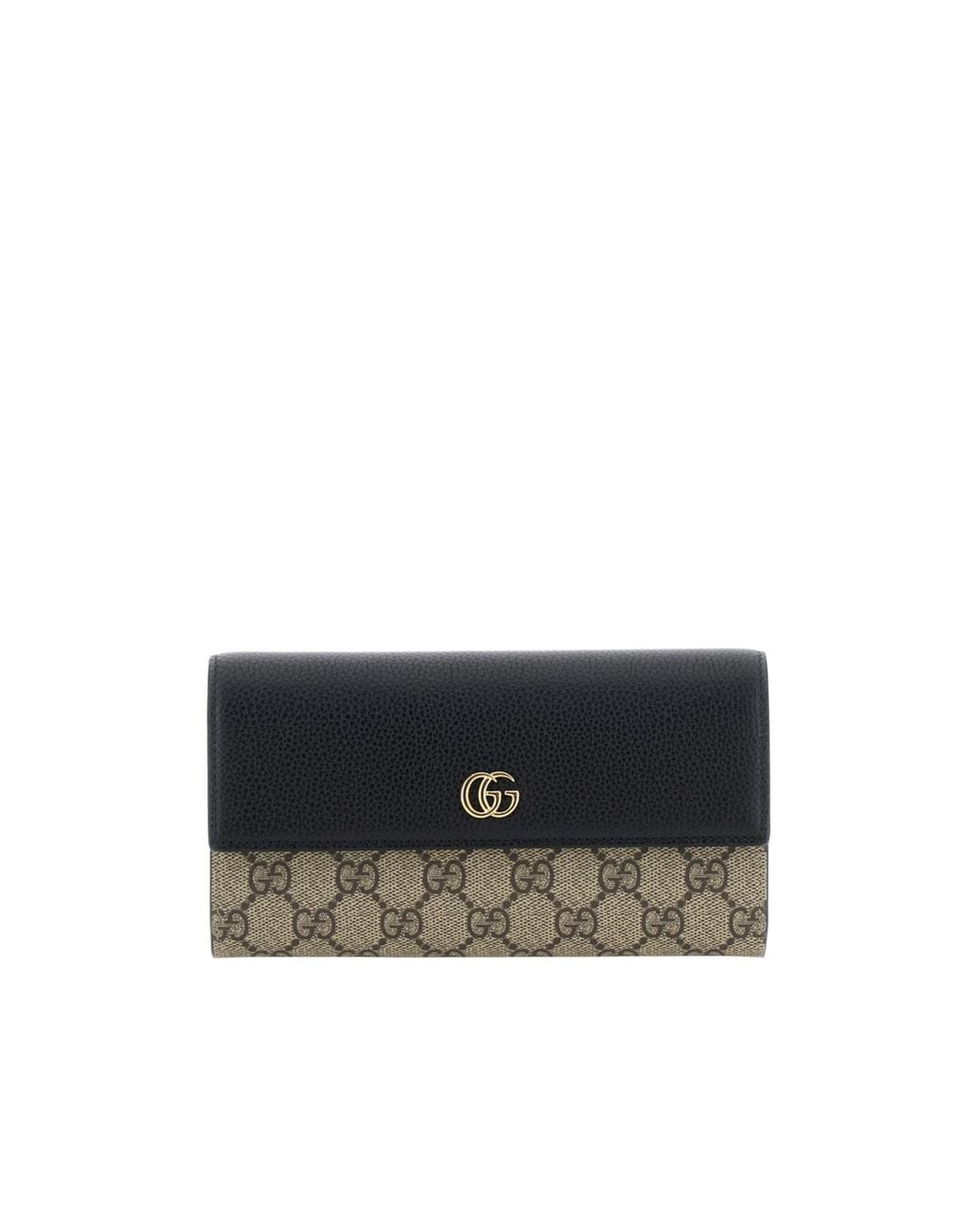 Gucci Black Bi-Color Gg Marmont Continental Wallet