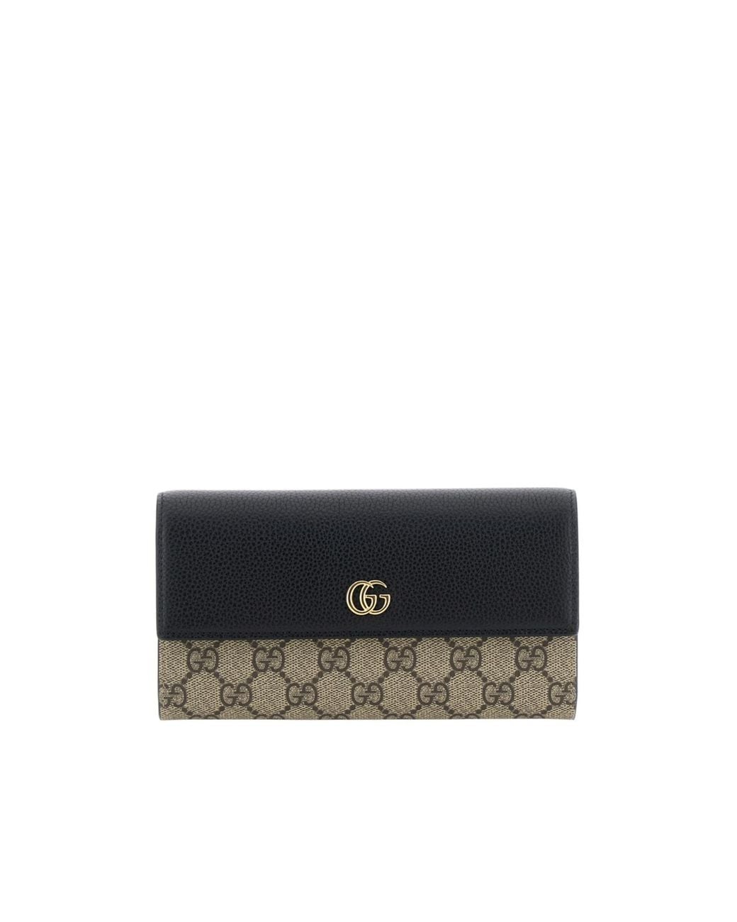 Gucci Black Bi-Color Gg Marmont Continental Wallet