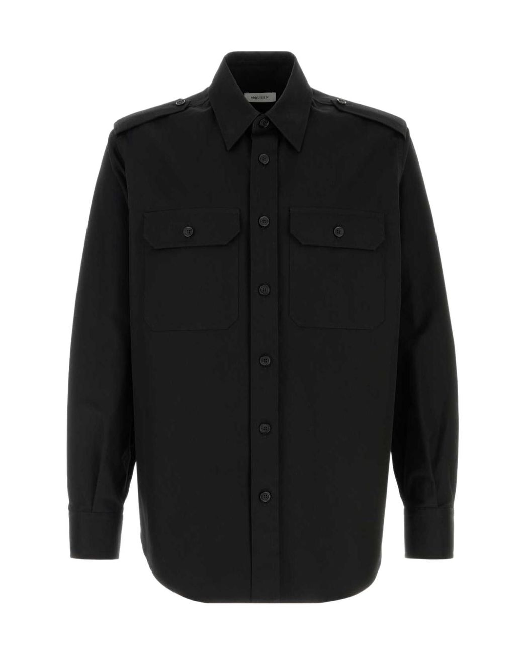 McQueen Black Long-Sleeved Buttoned Shirt for men