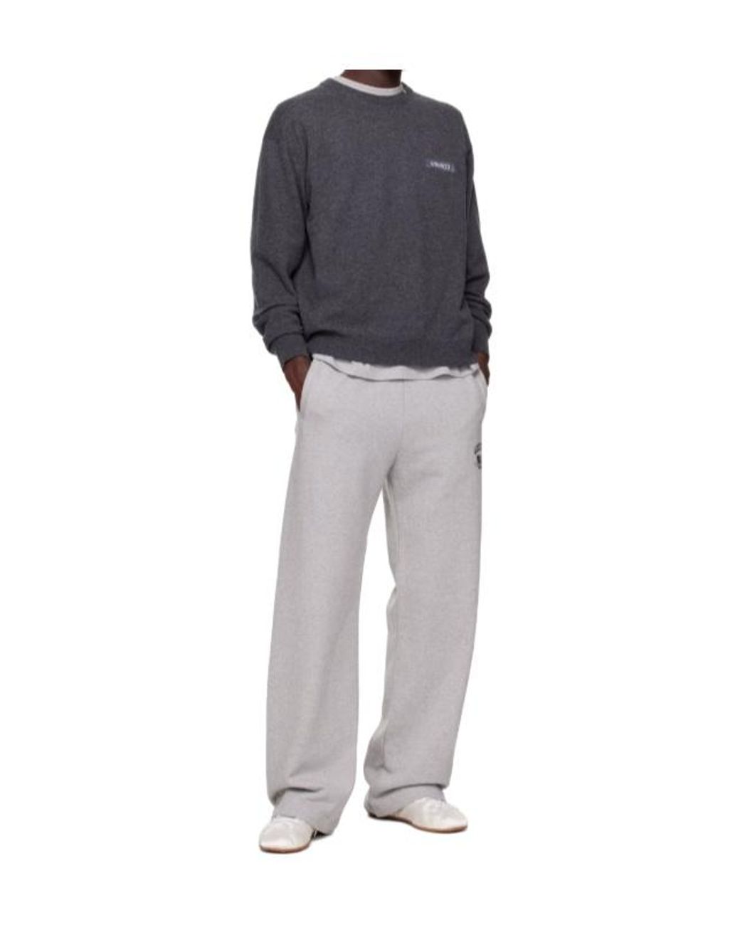 we11done Blue Logo Knit Pullover Sweater for men