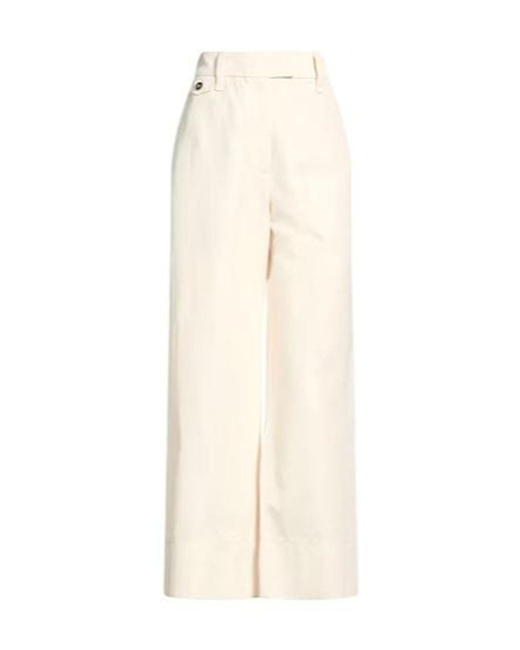 Brunello Cucinelli White Solid Loose-Fit Trousers
