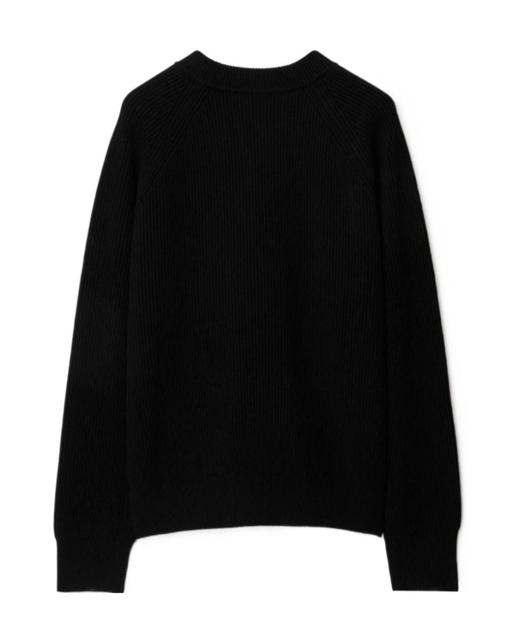 Burberry Black Zip-Detailed Crewneck Knitted Jumper for men