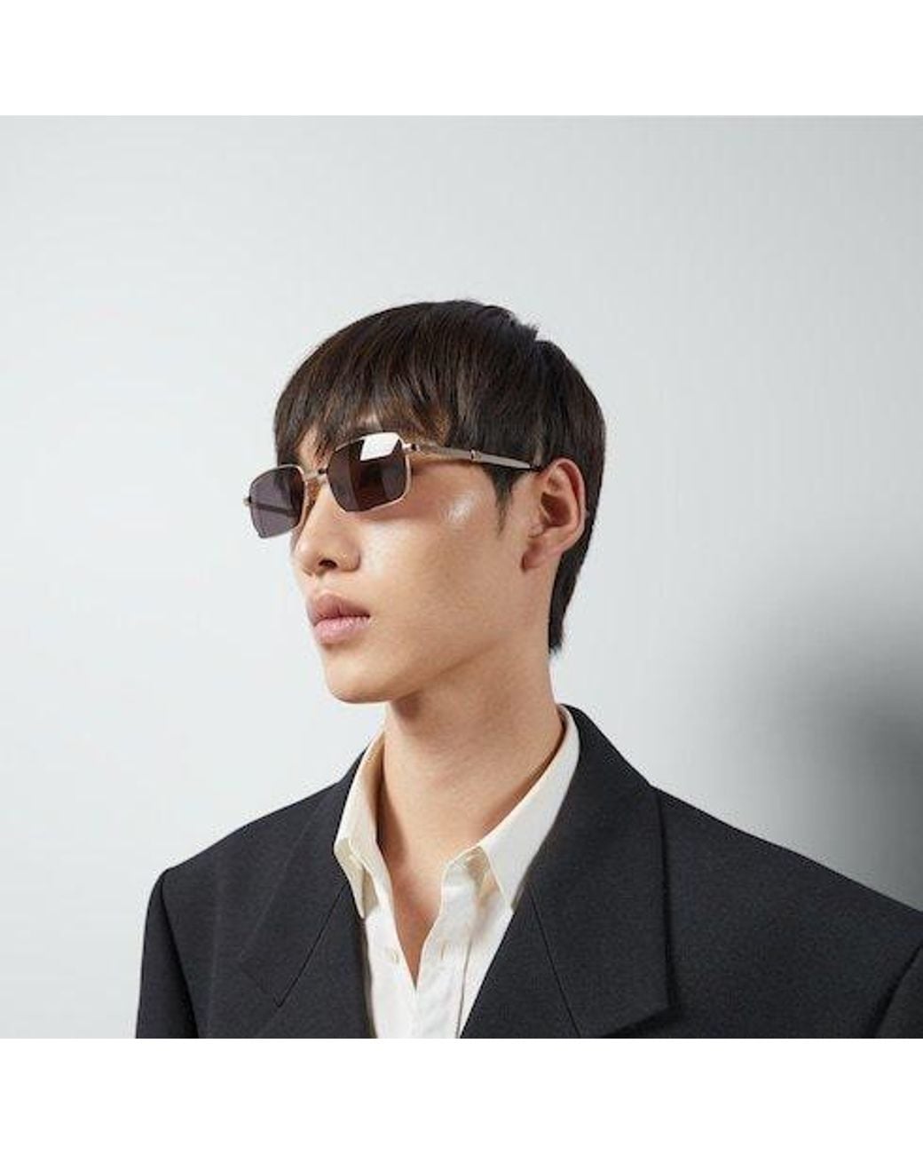 Gucci White Eyewear Rectangular Frame Sunglasses for men