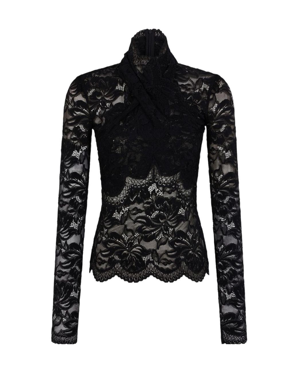 Rabanne Black Long-Sleeved Lace Top