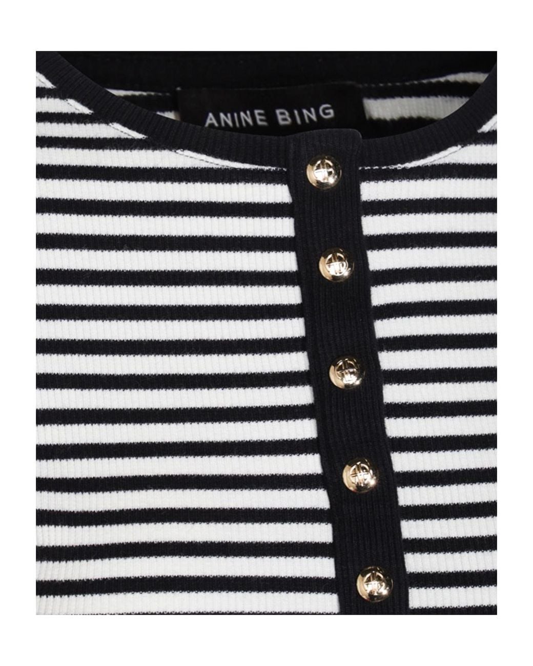 Anine Bing Black Alessia Striped Knitted T-Shirt