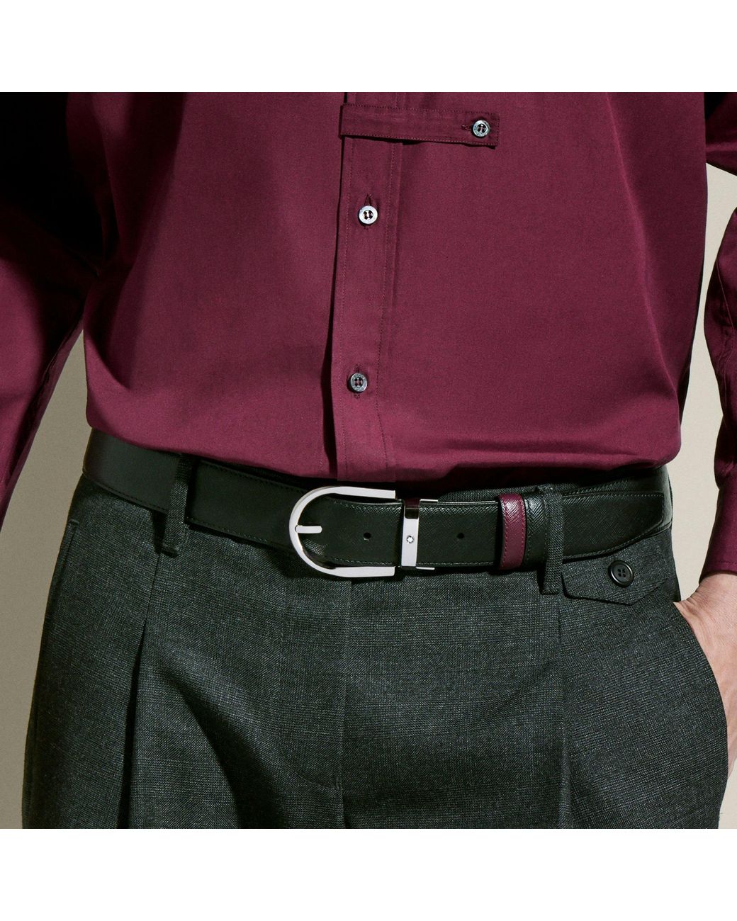 Montblanc Multicolor Horseshoe Buckle/Cassis 35Mm Reversible Leather Belt for men