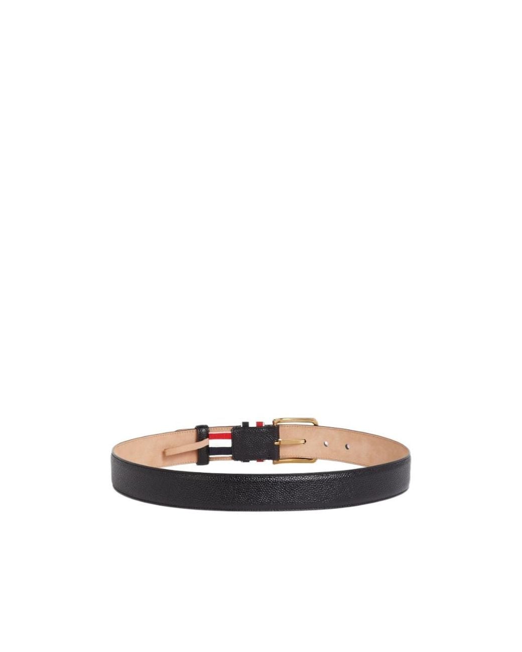 Thom Browne White Striped Buckle Belt for men