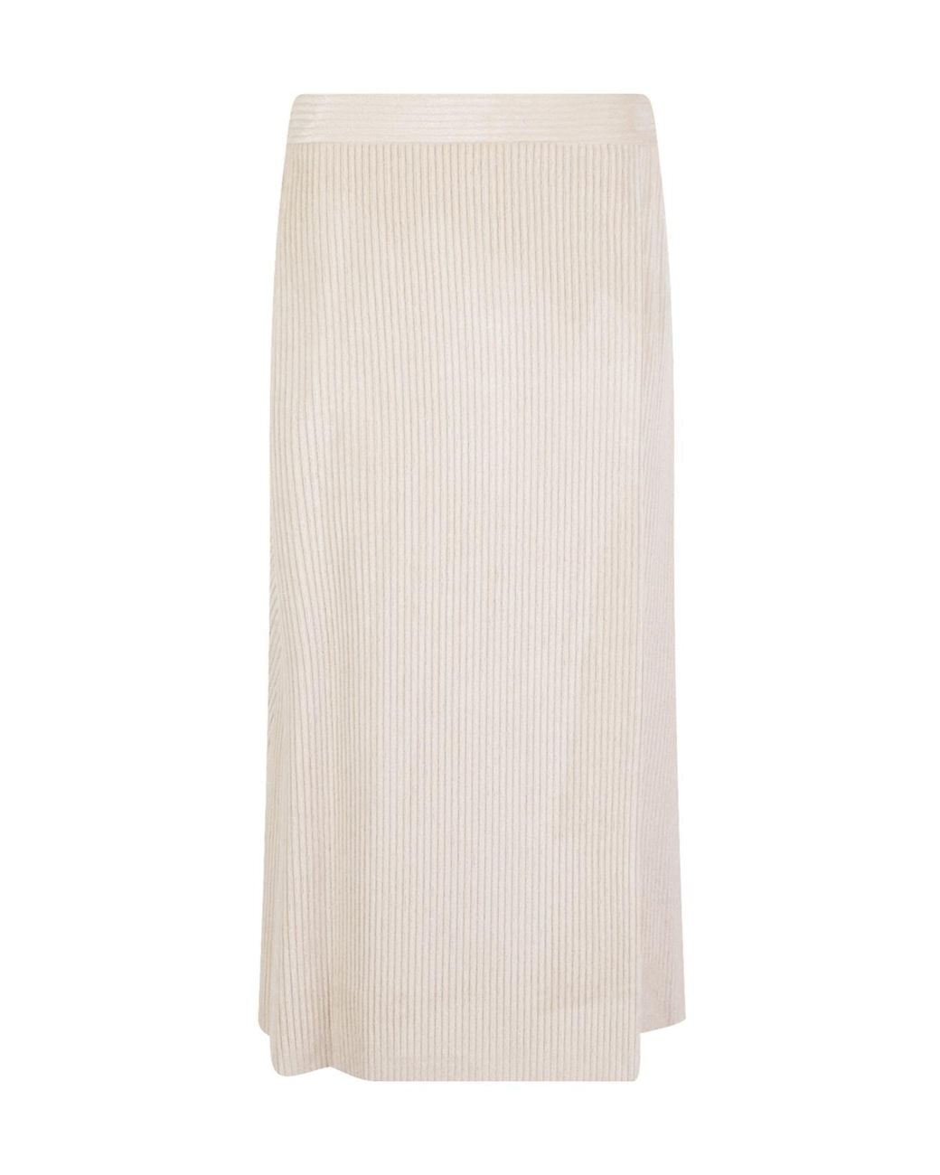 Peserico White Ribbed Knit Midi Wrap Skirt