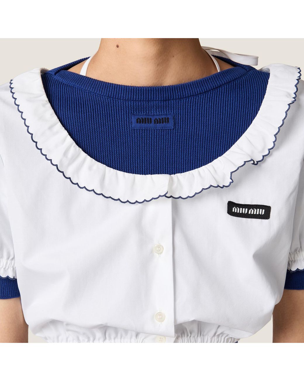 Miu Miu Blue Cotton Boat Neck Sweater