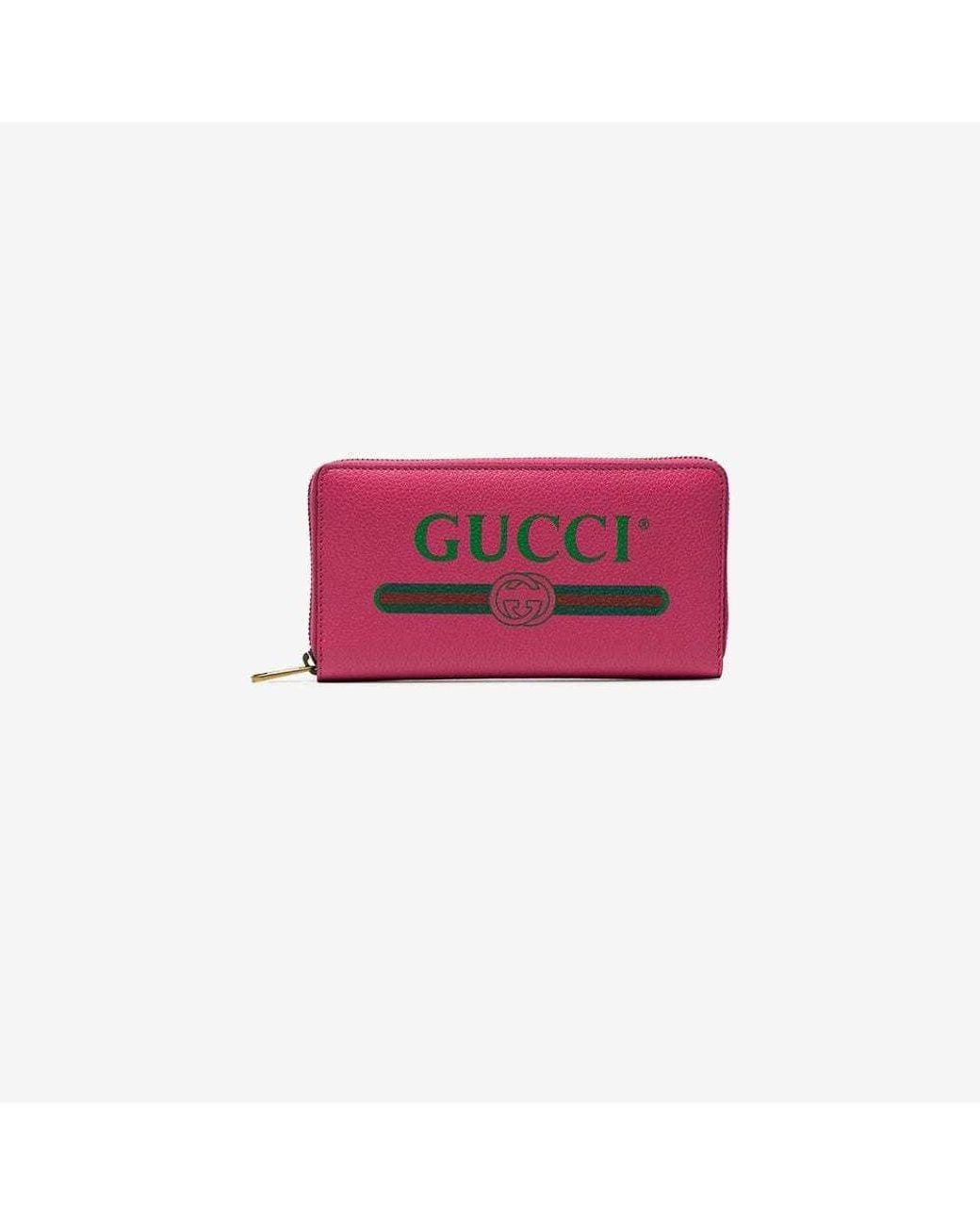 Gucci Pink Logo Printed Zipper Wallet for men