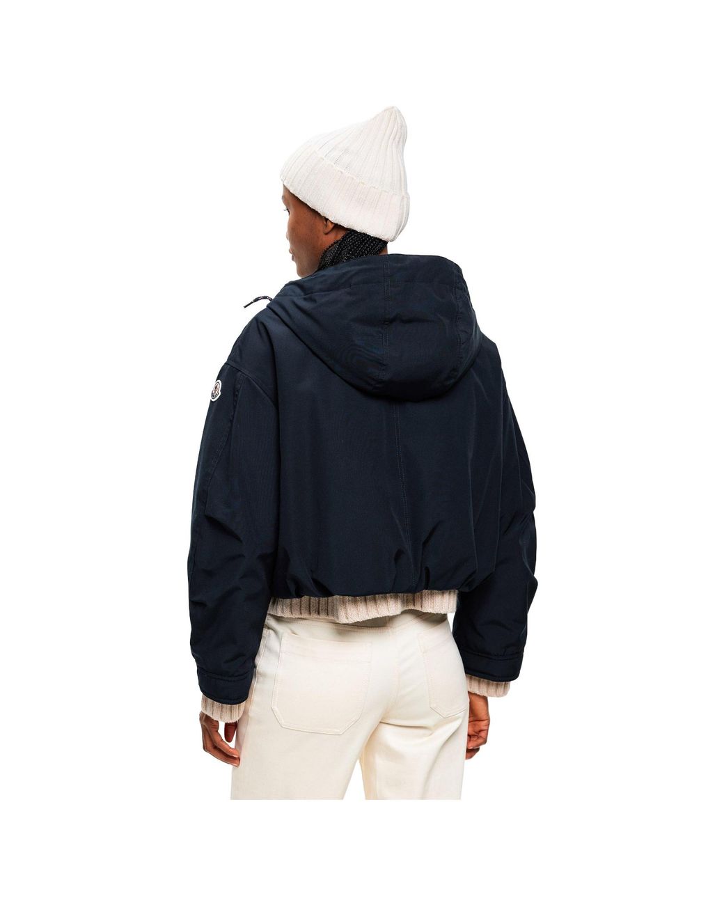 Moncler Blue Cropped Hooded Jacket