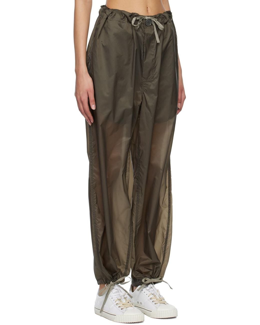 Maison Margiela Gray Four-Stitch Drawstring Draped Trousers
