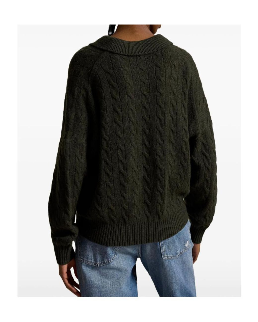 Polo Ralph Lauren Green Cable Knit Polo Jumper