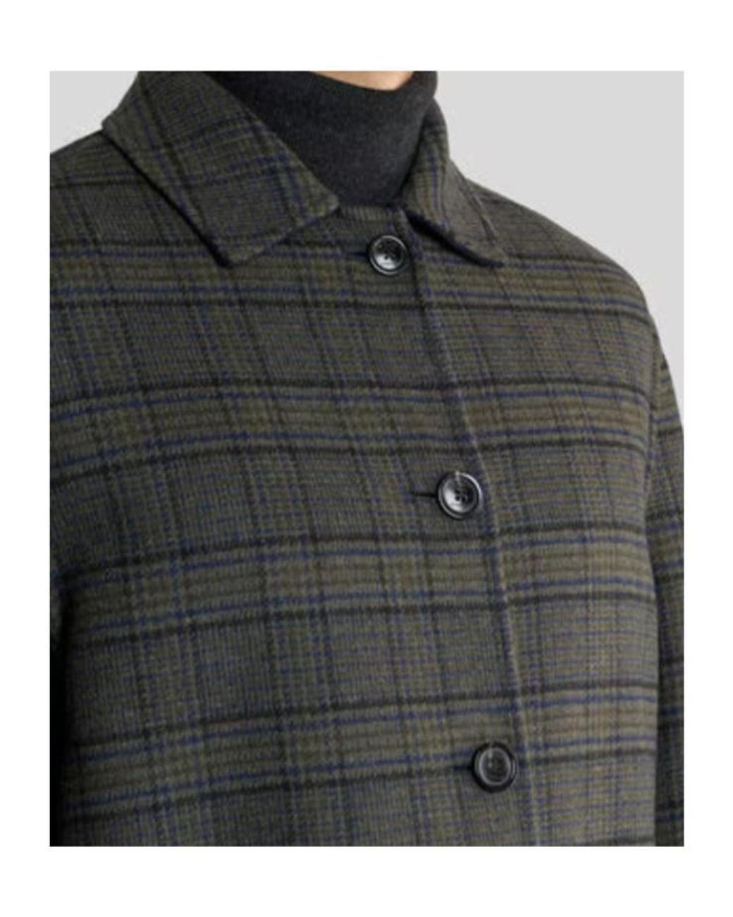 Etro Blue Soho Reversible Checked Coat for men